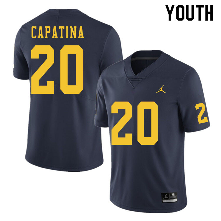 Youth #20 Nicholas Capatina Michigan Wolverines College Football Jerseys Sale-Navy